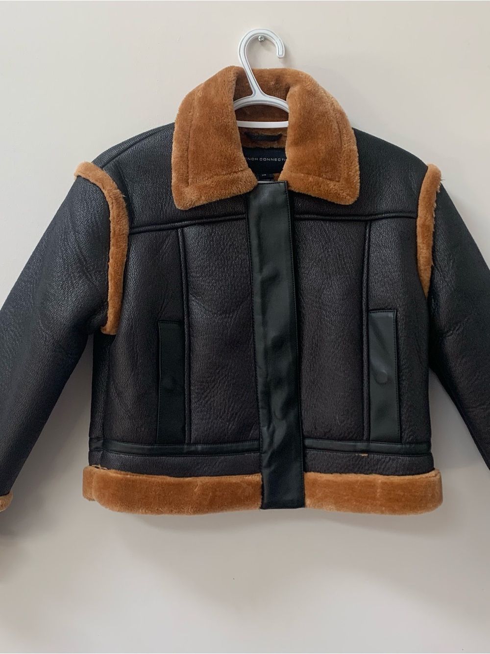 NWT French Connection Belen Faux Leather Pilot Aviator Jacket - Size Women’s XS